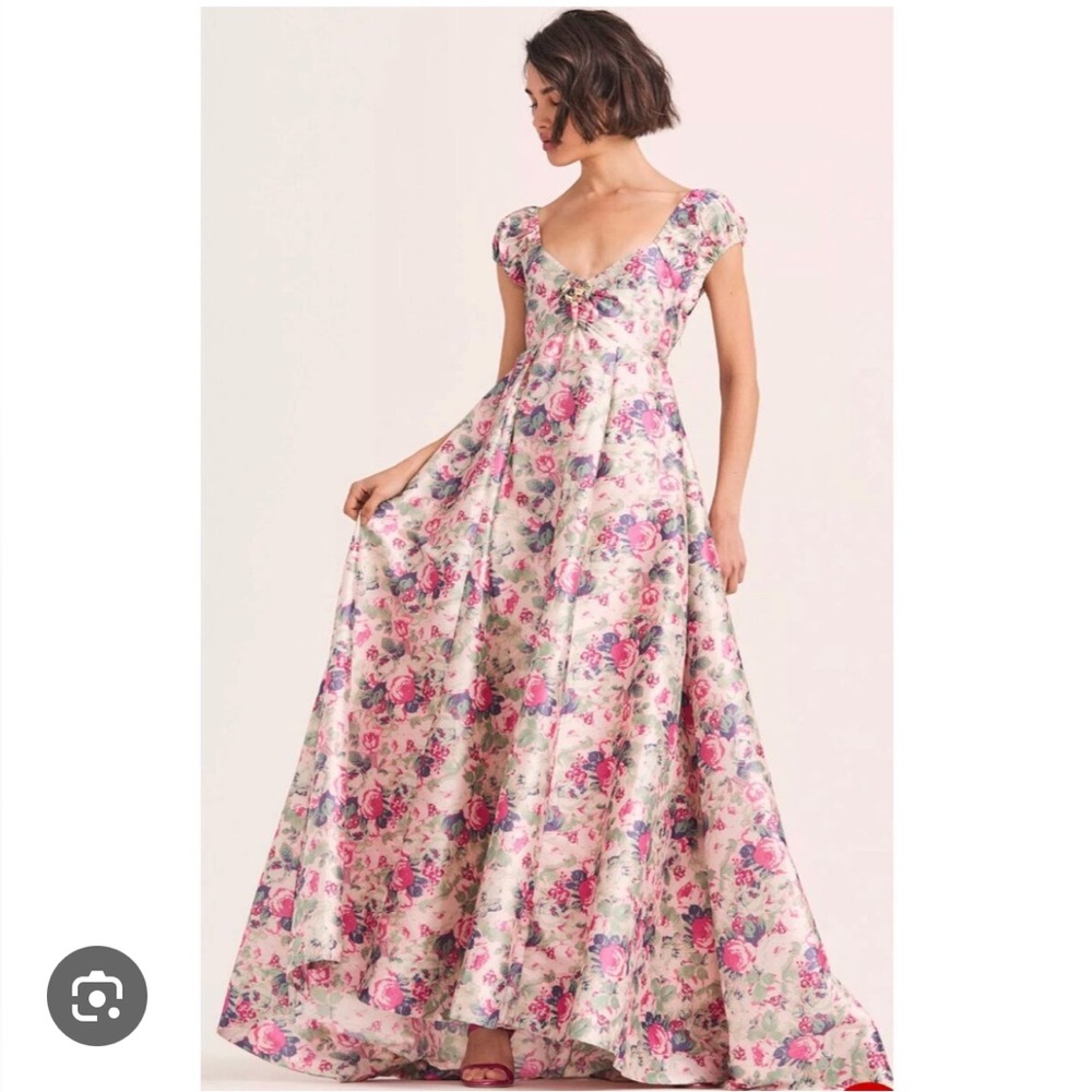 LoveShackFancy Floral Maxi Dress - Pink and Cream